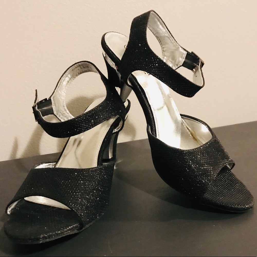 Black Glitter Heels Size 8